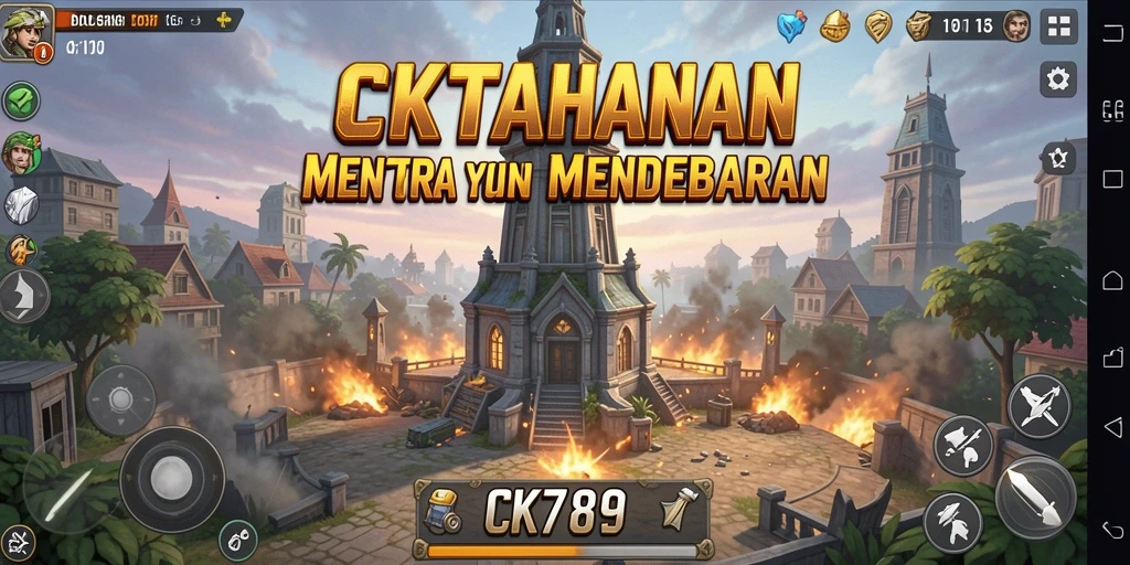 Screenshot CK789 menampilkan aksi menegangkan dalam pertahanan menara.
