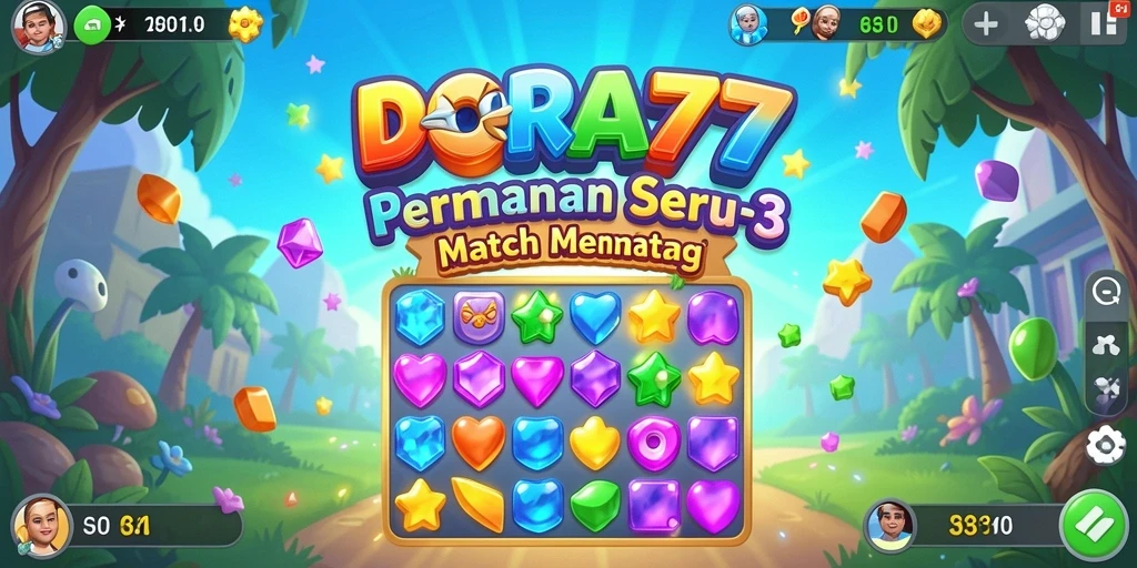 Tampilan gameplay DORA77 yang penuh warna dan menantang.