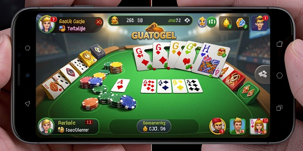 Tampilan utama GUATOGEL yang menggambarkan gameplay Gaple yang seru.