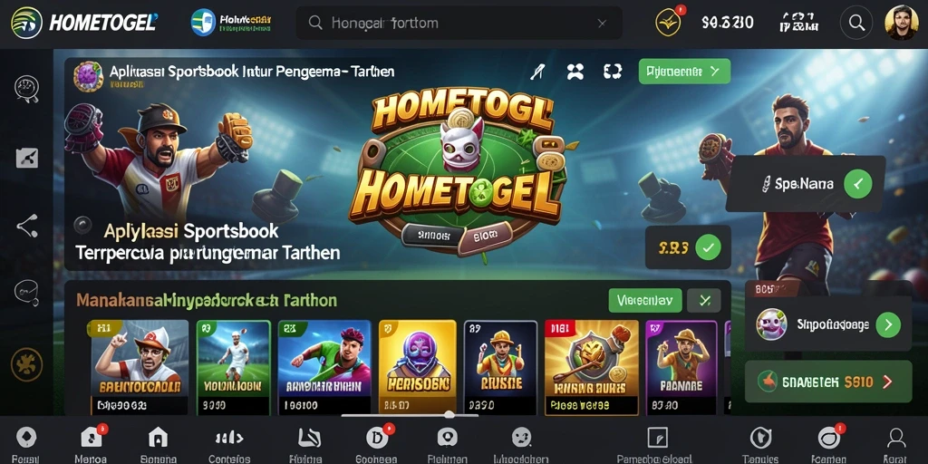 Tampilan utama gameplay HOMETOGEL dengan pilihan taruhan olahraga yang menarik.