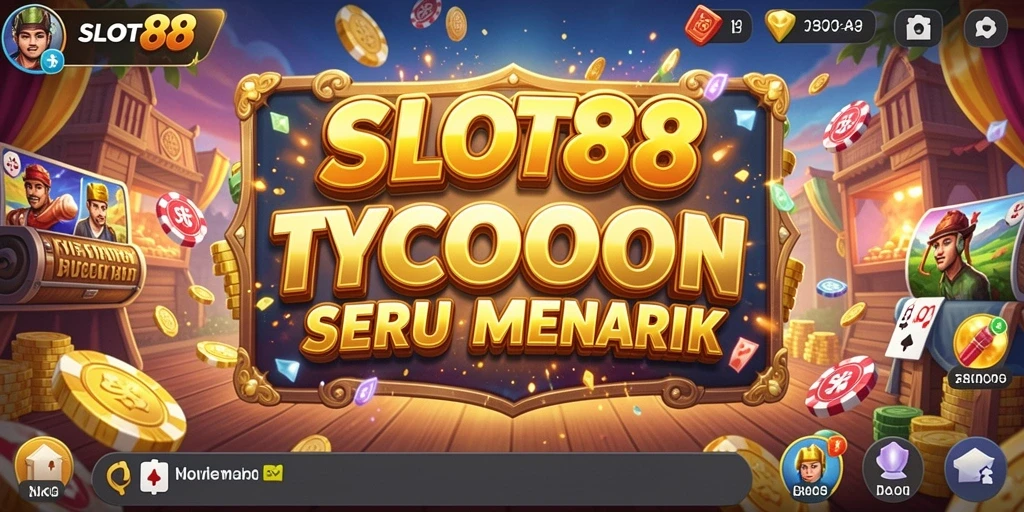 Tampilan gameplay SLOT88 dengan aksi seru membangun imperium bisnis.
