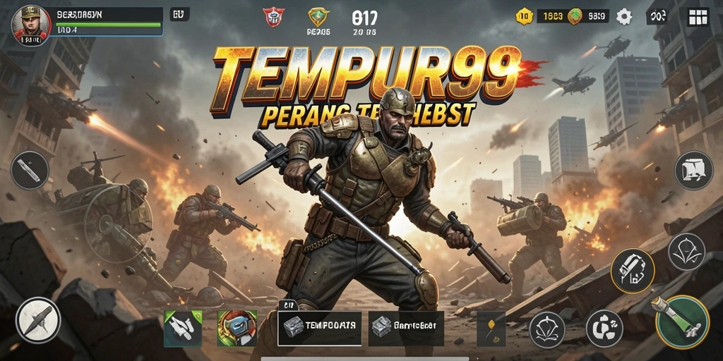 Screenshot TEMPUR99 menampilkan aksi pertempuran yang intens.